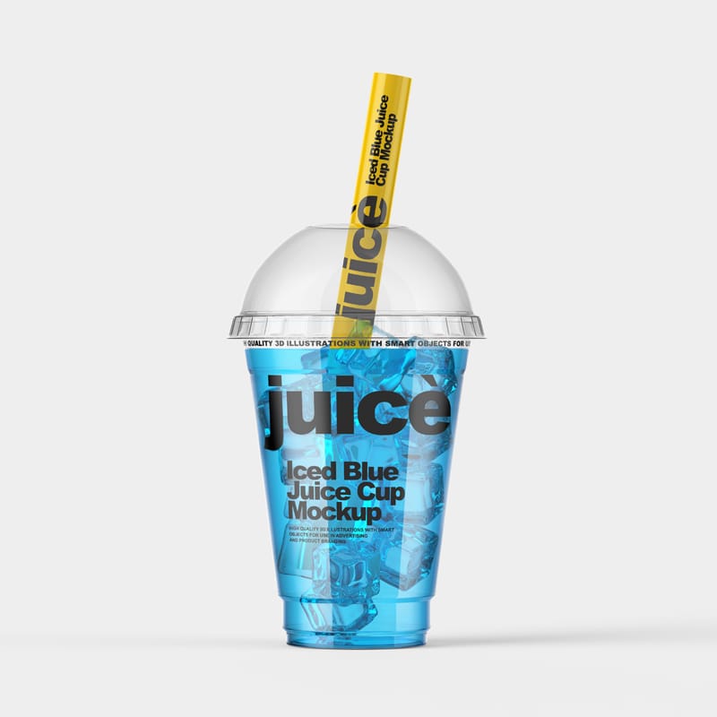 Iced Juice Plastic Cup Mockup PSD