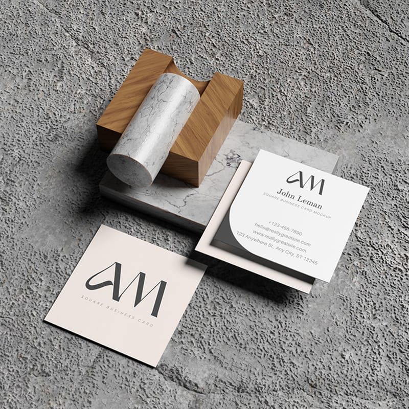 Industrial Square Business Card Mockup PSD