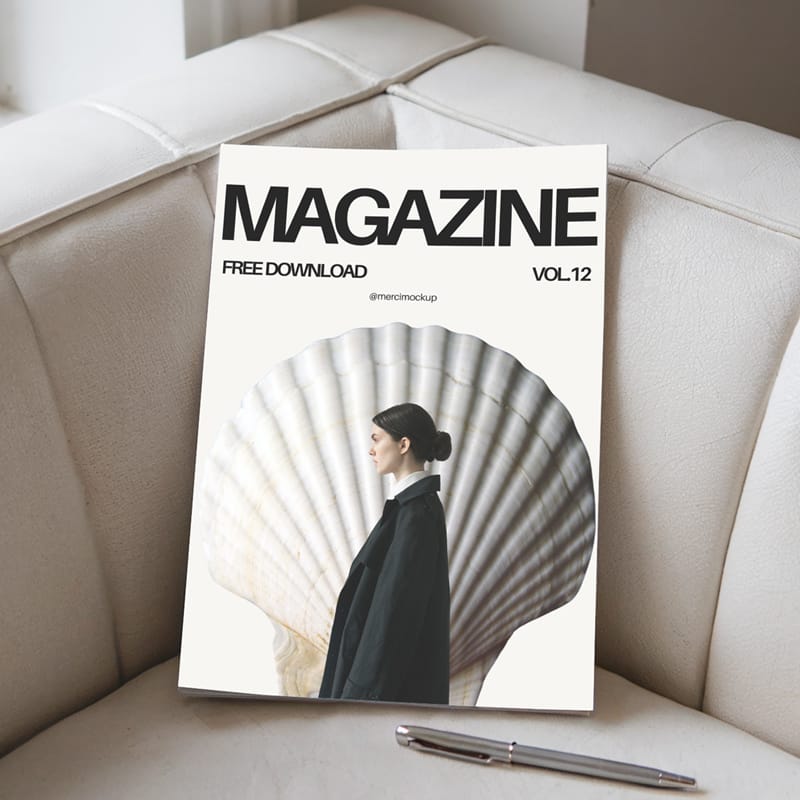 Magazine Mockup on Sofa PSD