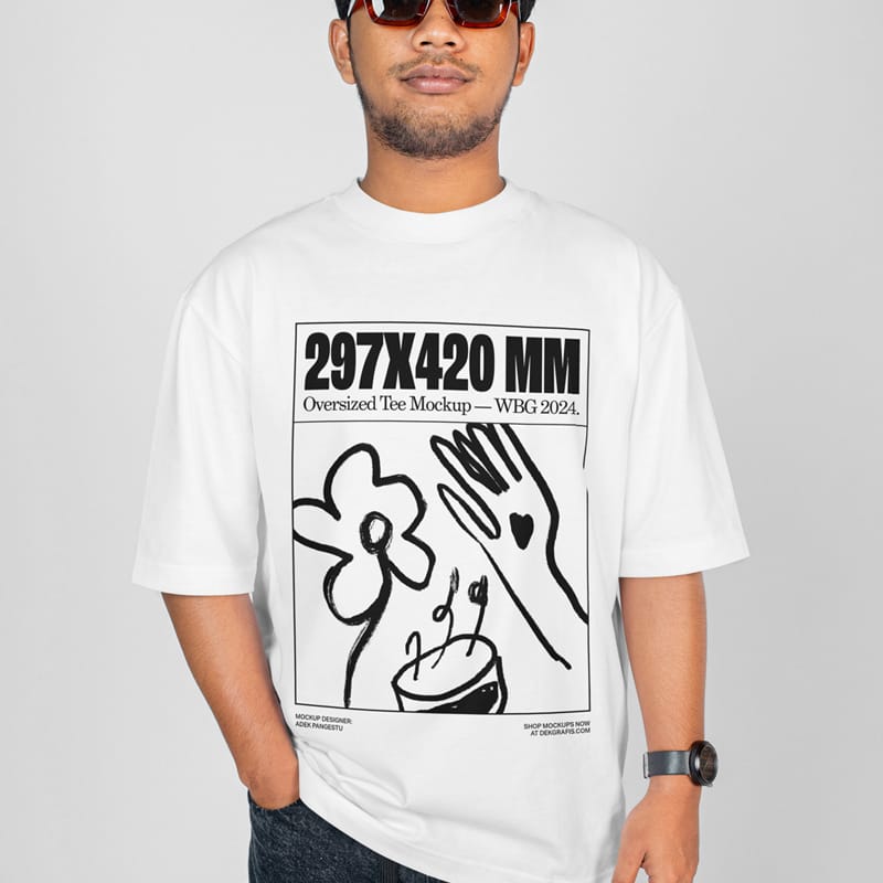 Man Oversized T-Shirt Mockup PSD