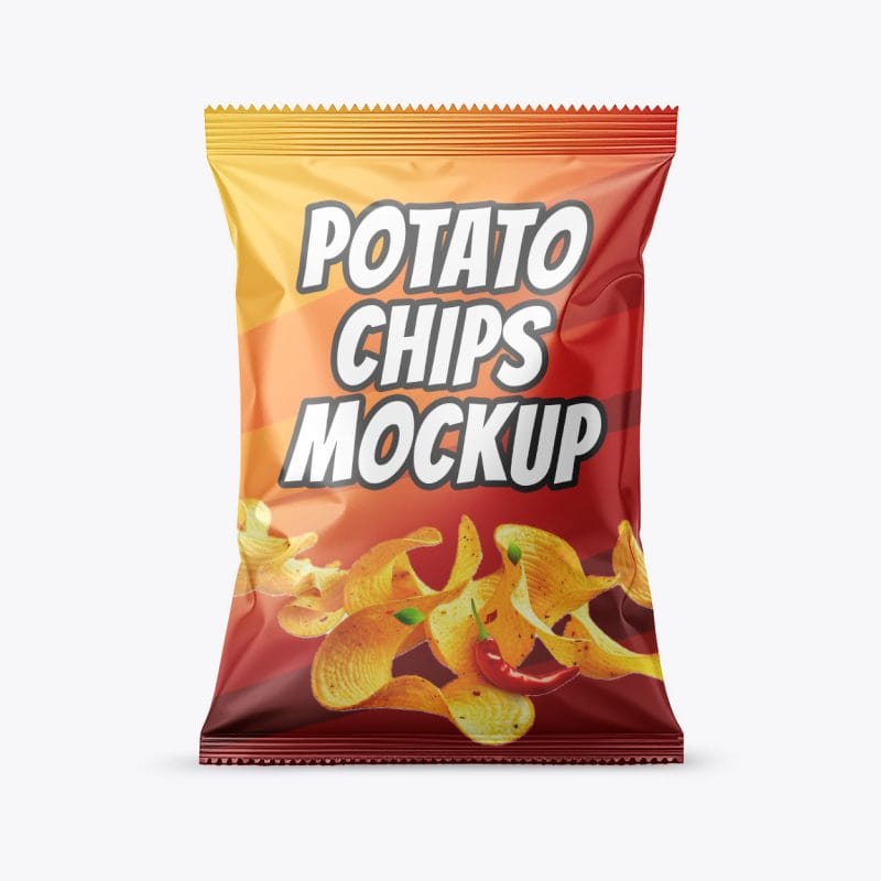 Matte Snack Packaging Pouch Mockup PSD