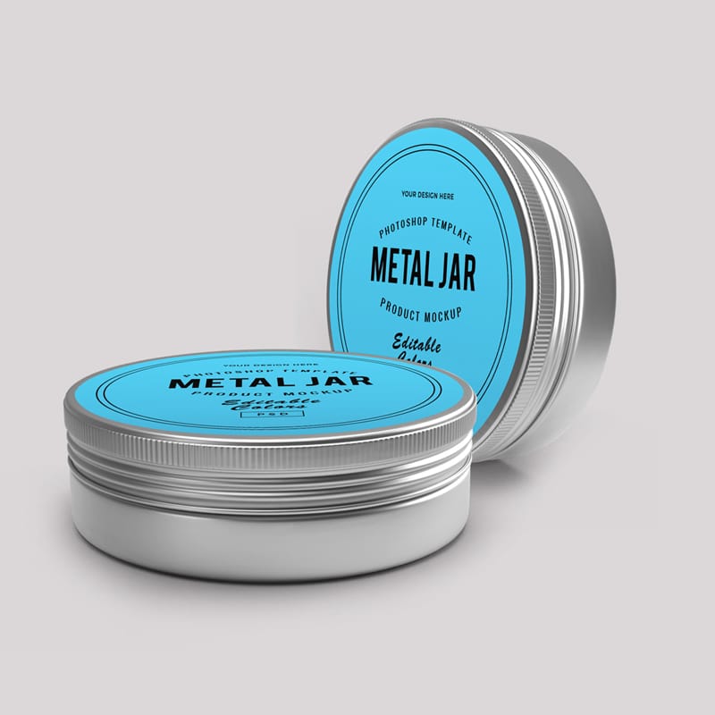 Metal Tin Can Mockup Template Set PSD