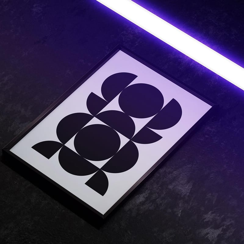 Neon Framed Poster Mockup PSD