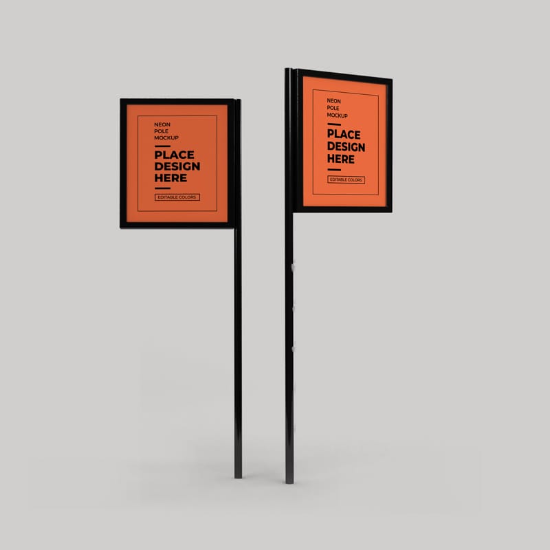 Neon Pole Sign Mockup PSD
