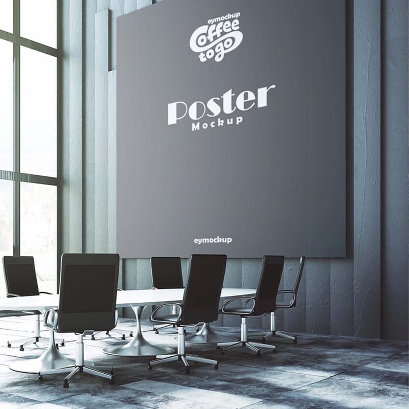 Office Meeting Poster Mockup PSD