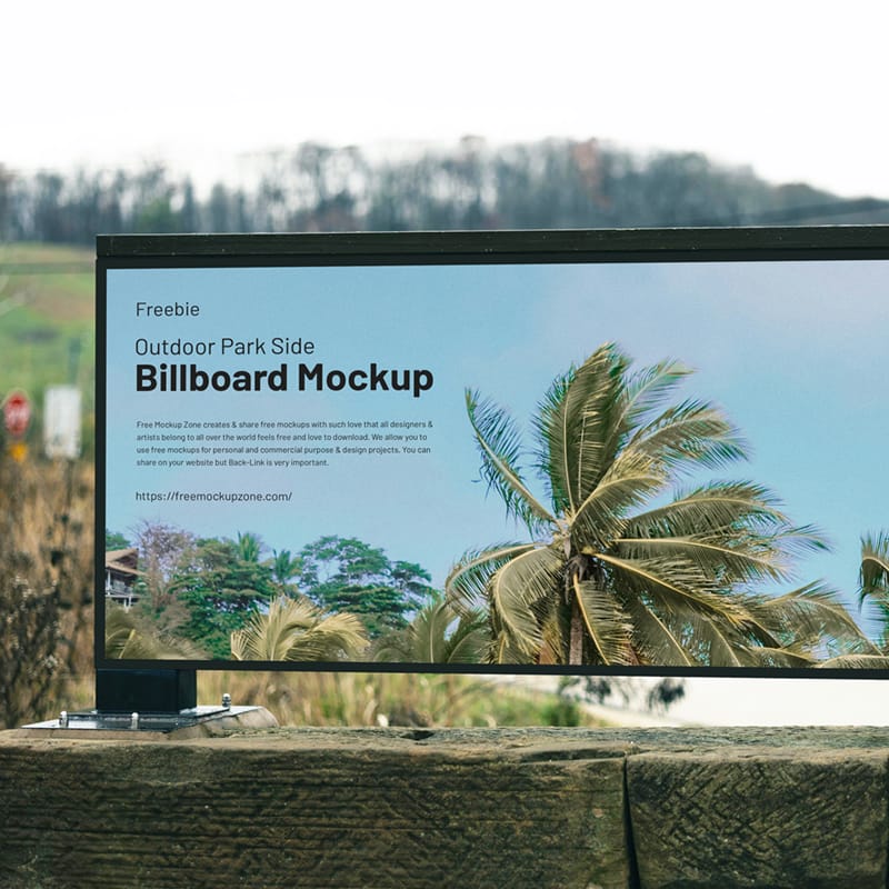 Outdoor Park Side Billboard Mockup PSD