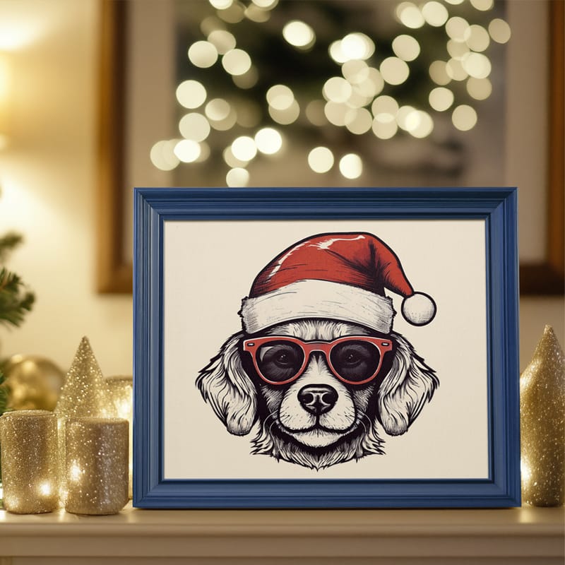 Photo Frame with Christmas Tree Mockup PSD