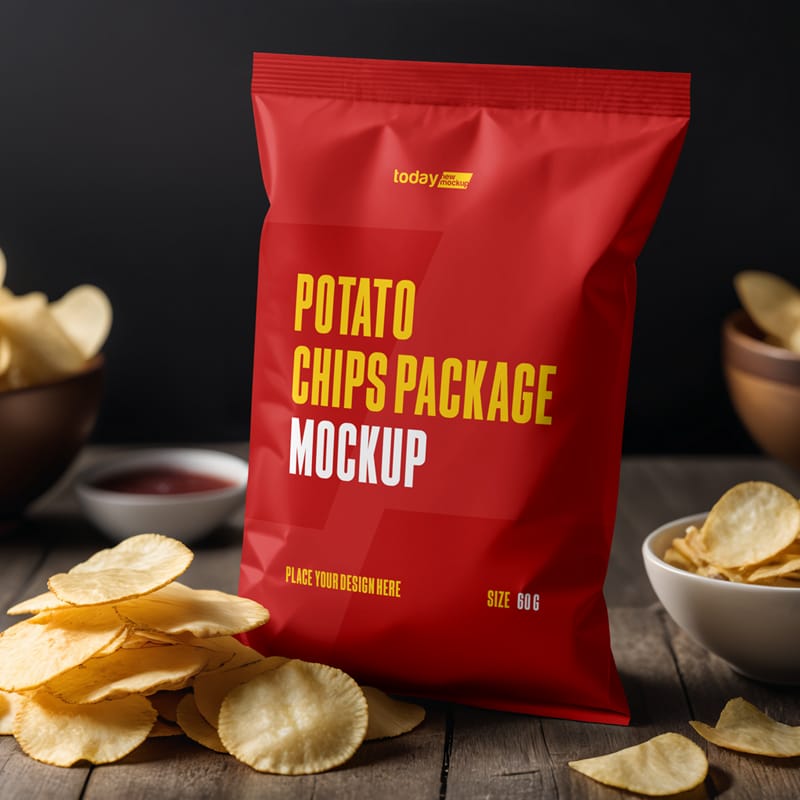 Potato Chips Package Mockup PSD