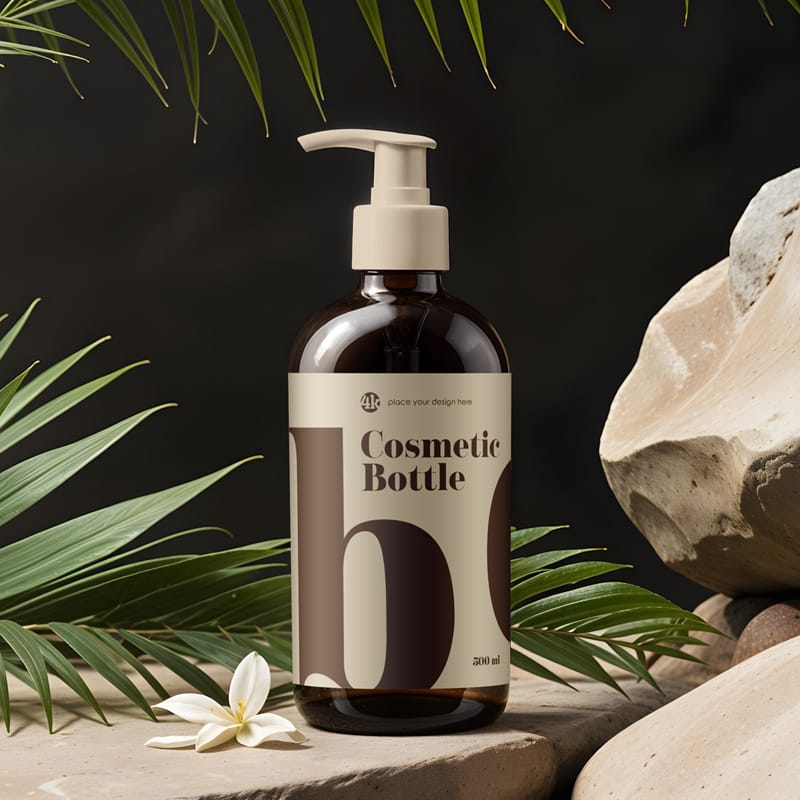 Pump Dispenser Cosmetics Bottle Mockup PSD