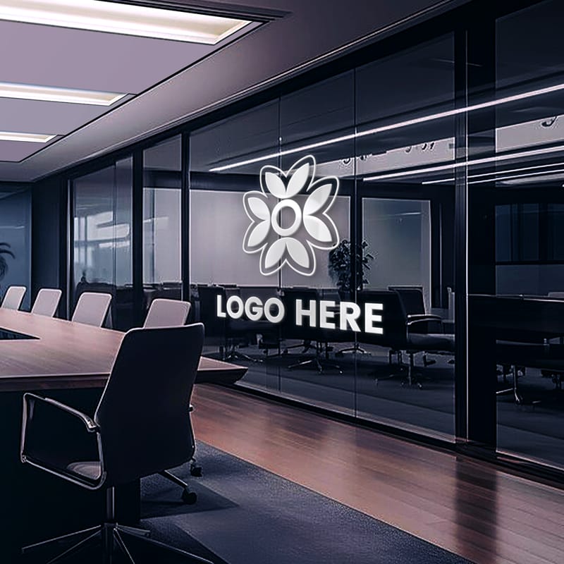 Realistic 3D Glass Logo Mockup PSD