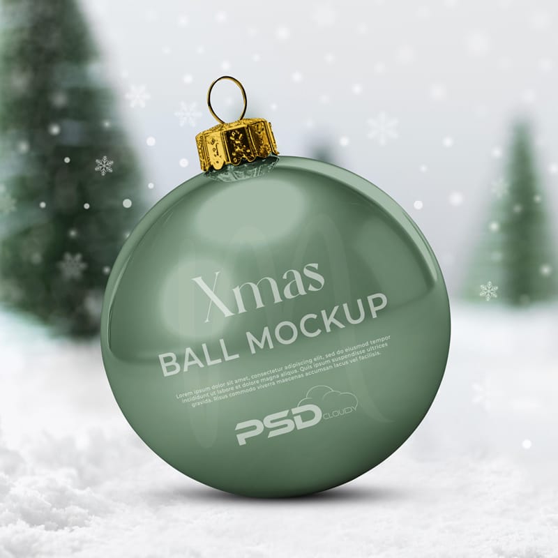 Realistic Christmas Ball Mockup PSD