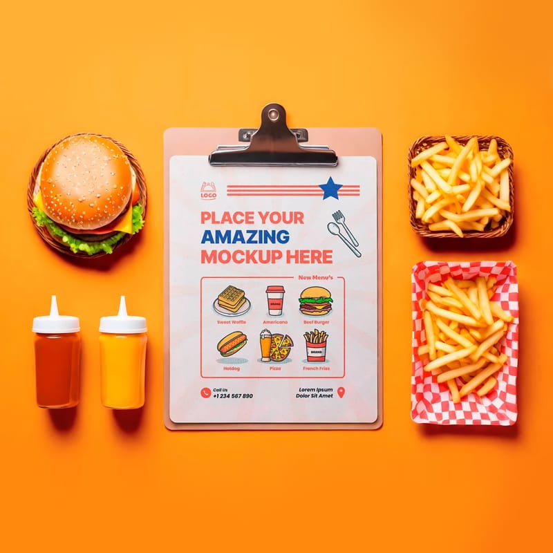 Realistic Menu Mockup PSD