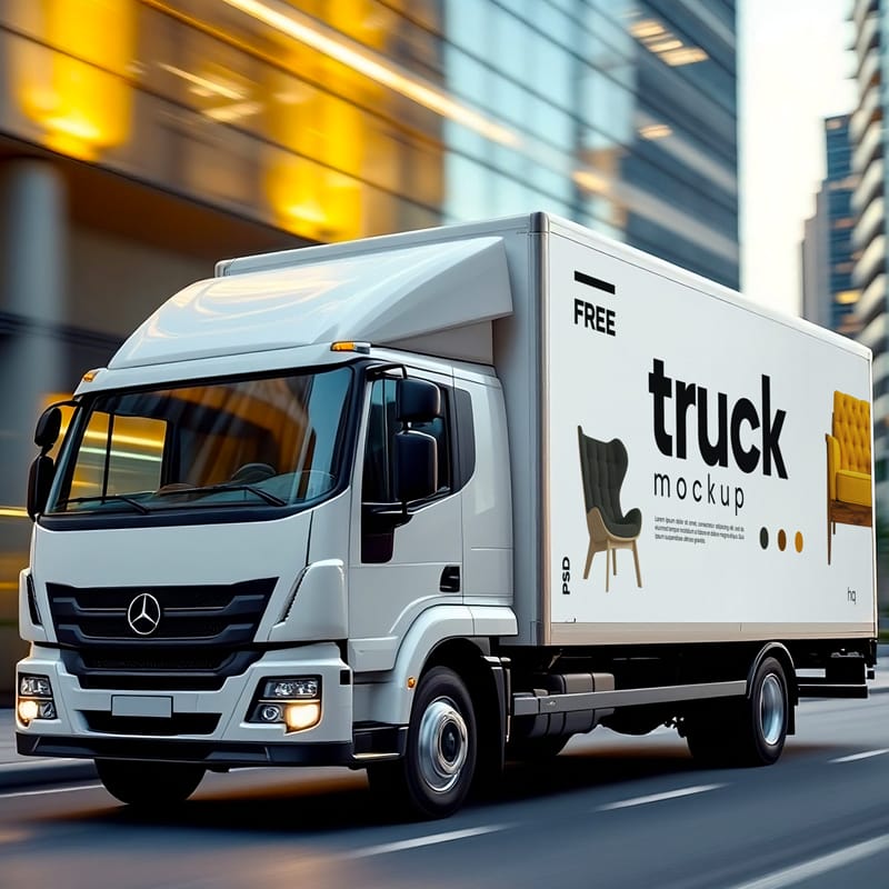 Realistic Truck Mockup PSD