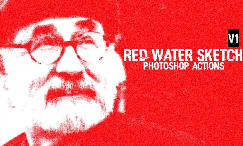 Red Water Sketch Photoshop Actions