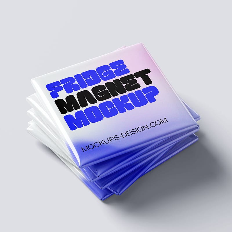 Square Fridge Magnet Mockup