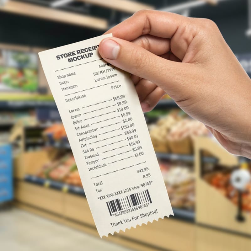 Store Receipt Mockup PSD