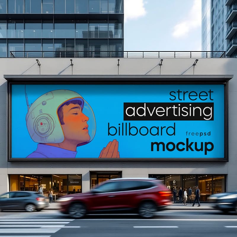 Street Advertising Billboard Mockup PSD