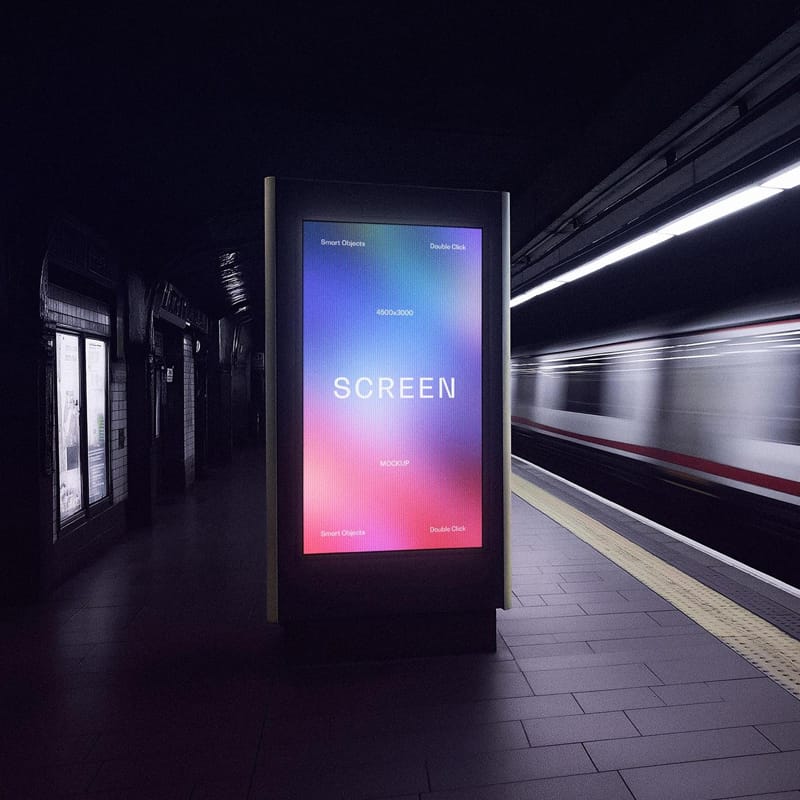 Subway Station Screen Mockup PSD