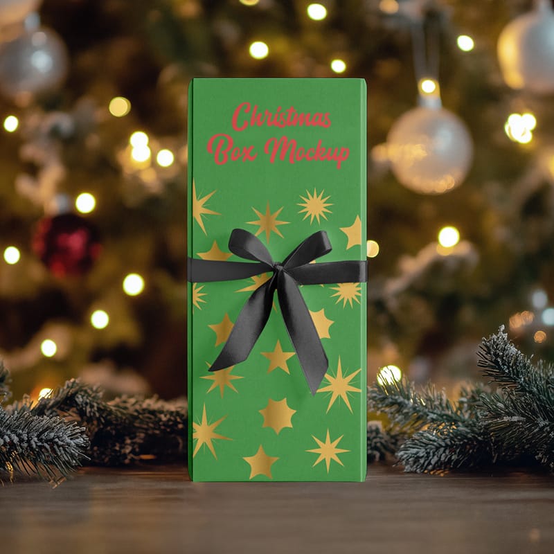 Tall Christmas Box Mockup PSD