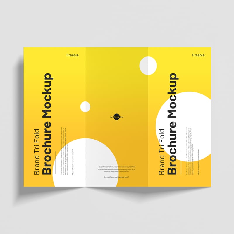 Top View Tri Fold Brochure Mockup PSD