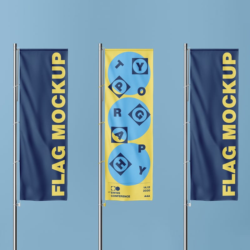 Vertical Flag Mockup PSD
