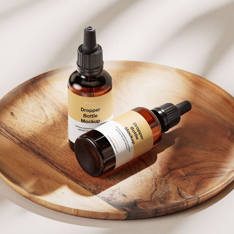 Amber Essential Bottle Mockup PSD