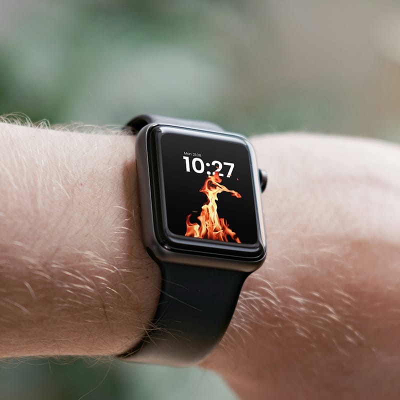 Apple Watch on Man Wrist Mockup PSD