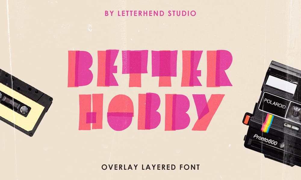 The free chunky font Better Hobby displayed in a layered, retro style.