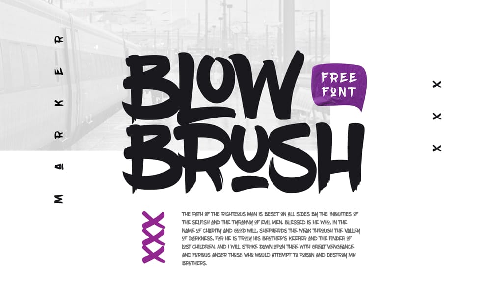 The free thick font Blow Brush in a high-energy, street-art style.