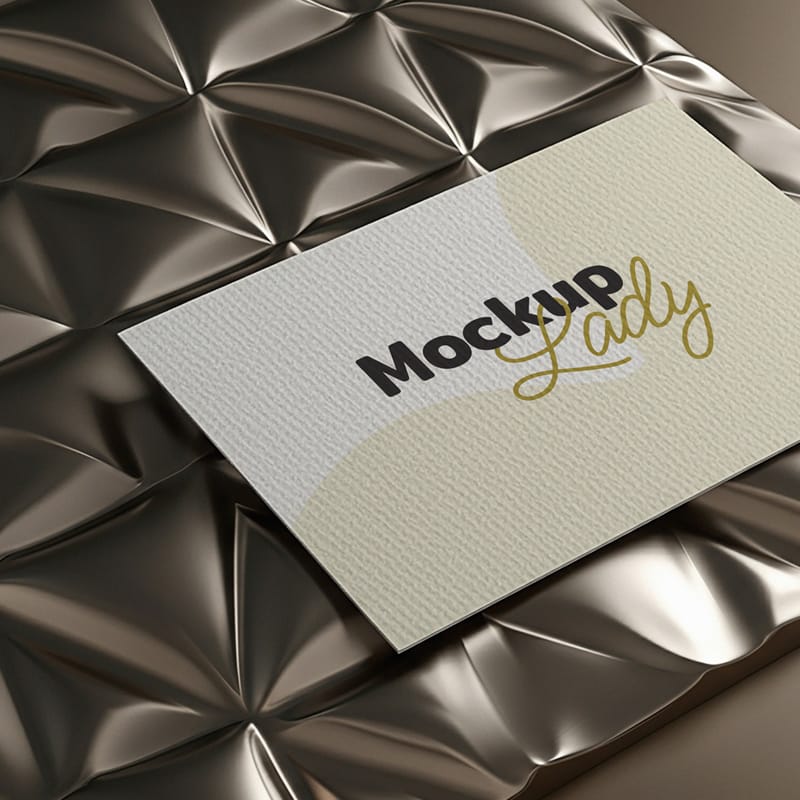 Business Card Mockup Under Metallic Surface PSD