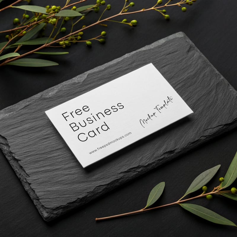 Business Card on Stone Mockup Template PSD