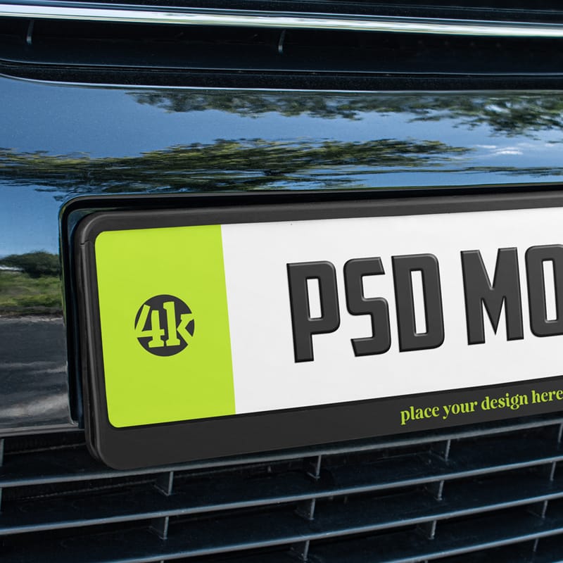 Car Name Plate Mockup Template PSD