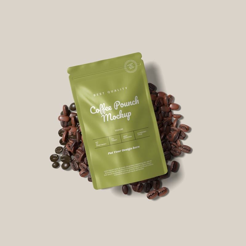Coffee Pouch Packaging Mockup PSD
