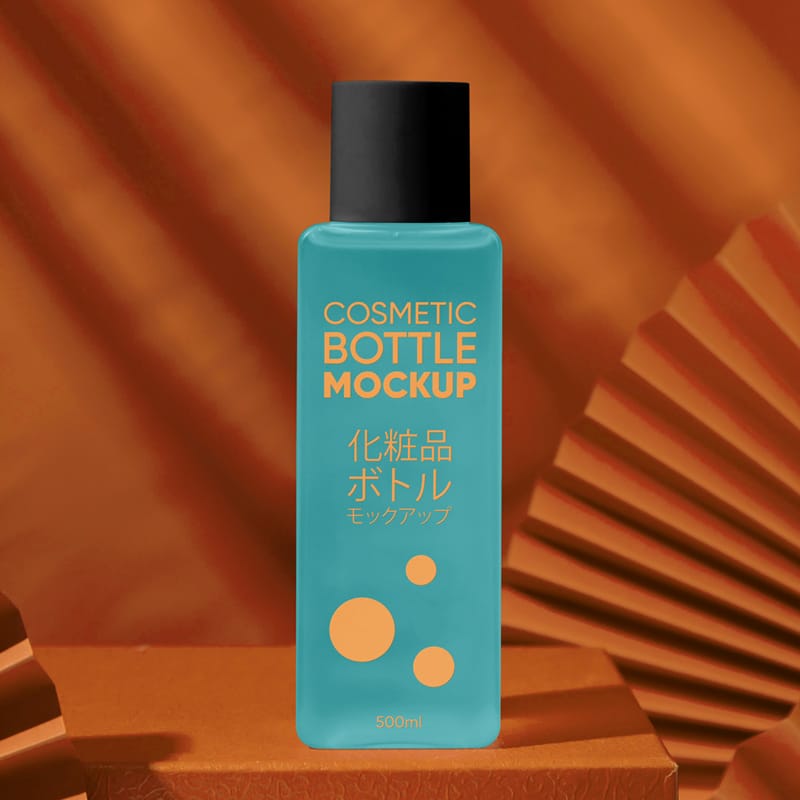 Cosmetic Bottle Front View Mockup PSD