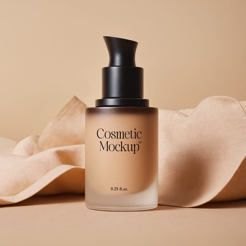 Cosmetic Bottle Mockup with Fabric PSD