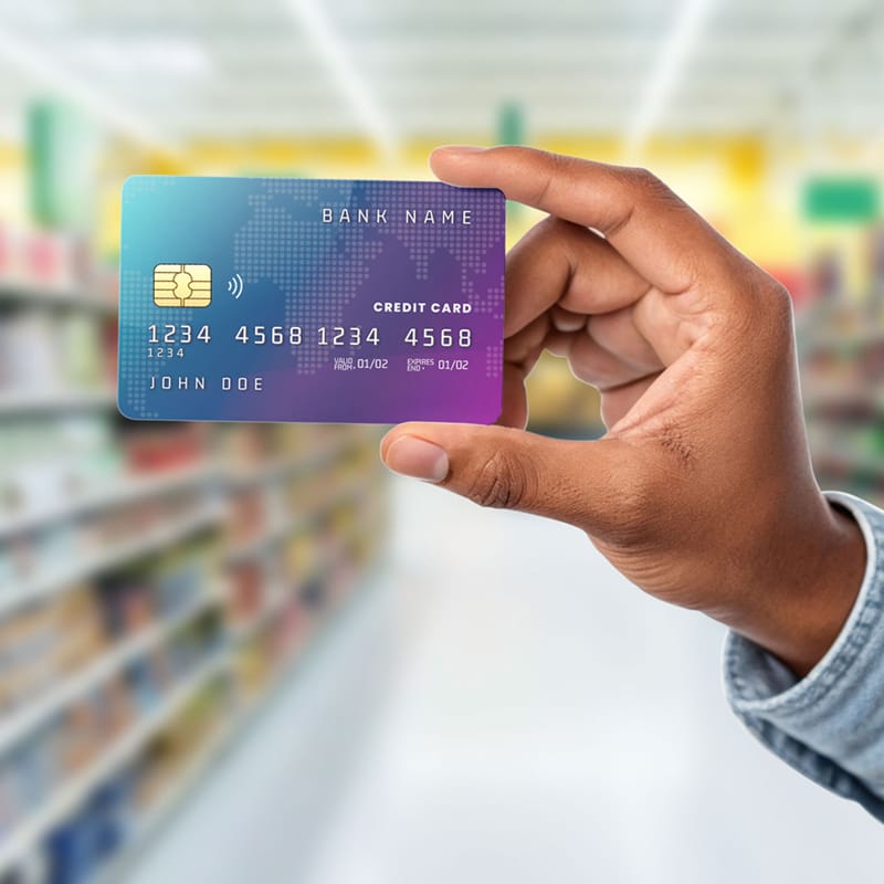 Debit Credit Card Mockup in Human Hand PSD