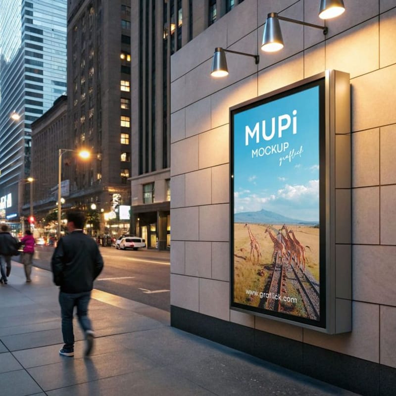 Digital Poster Lightbox Mupi Mockup PSD