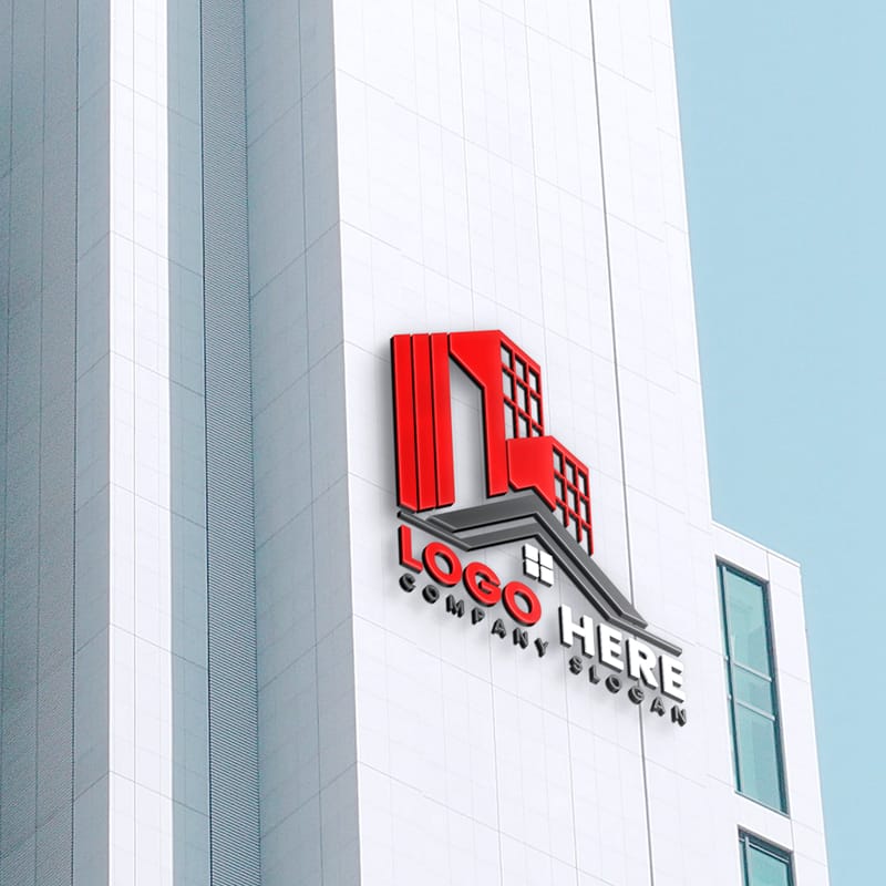 Editable Office Building Logo Mockup PSD