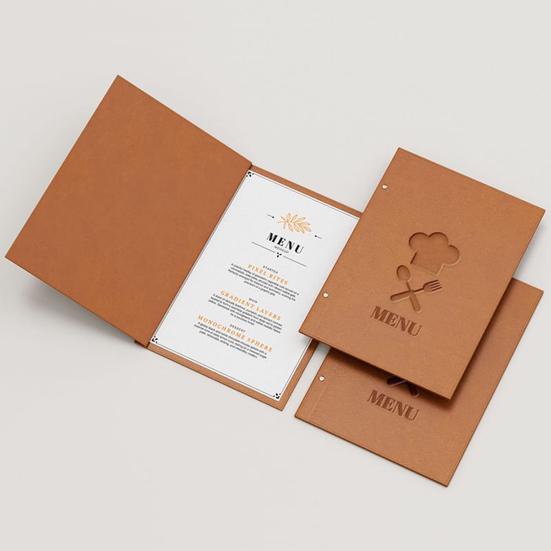 Elegant Leather Menu Mockup PSD