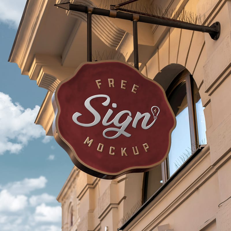 Flower Shape Shop Sign Board Mockup PSD