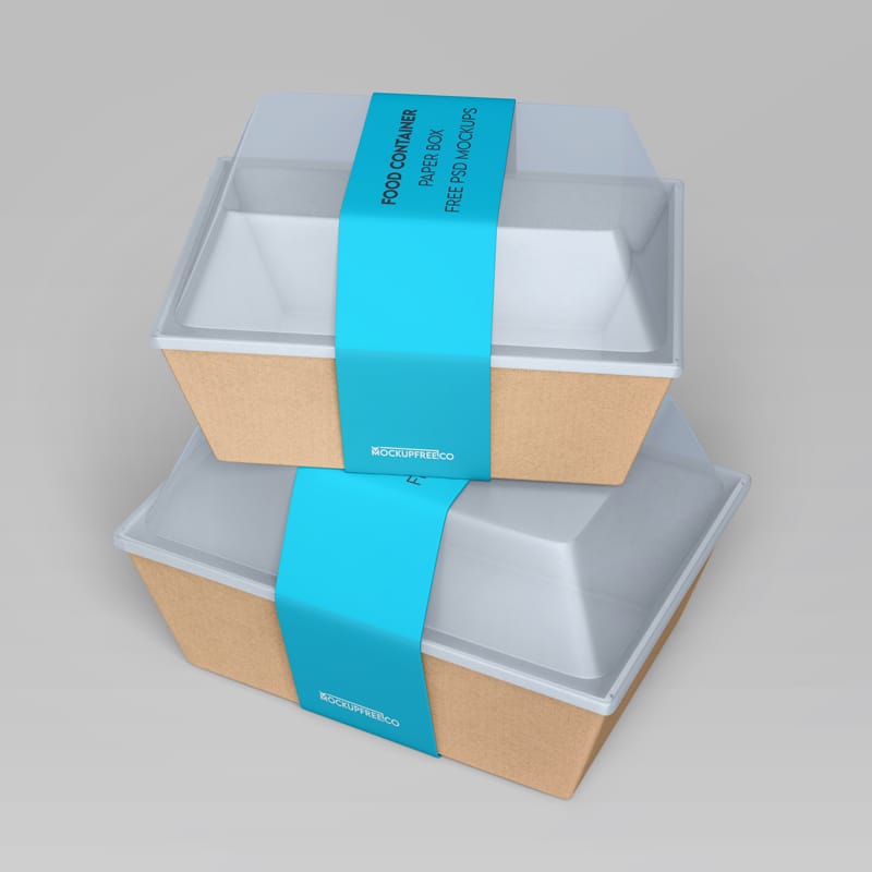 Food Container Paper Box Mockups PSD