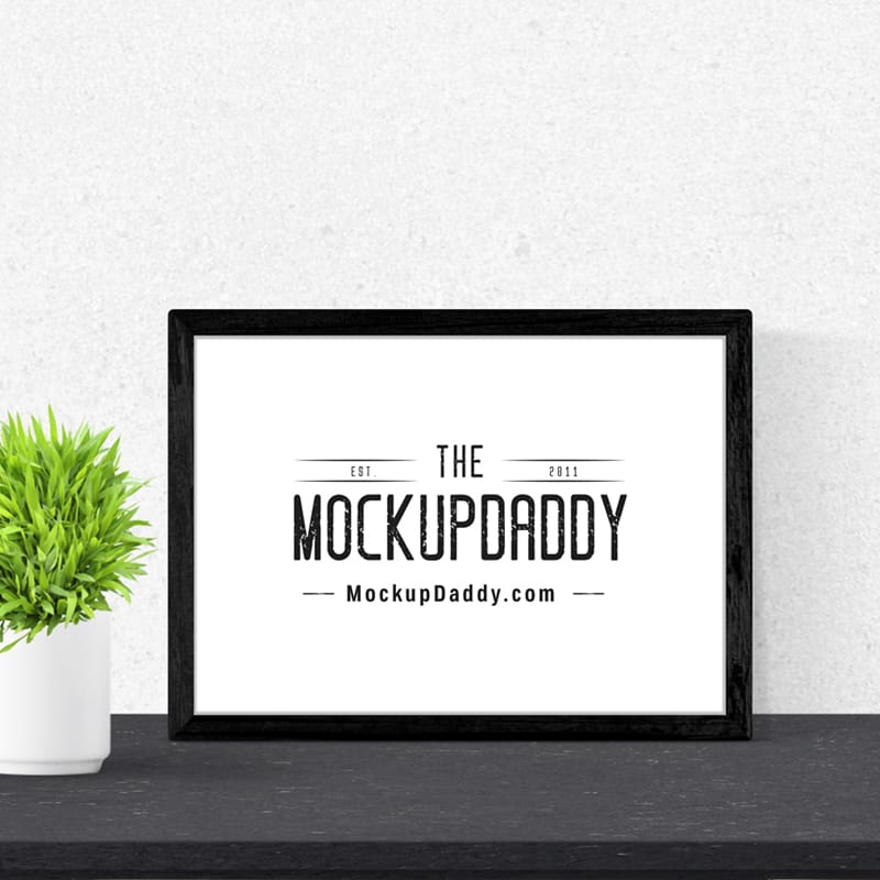 Frame on Table Mockup PSD
