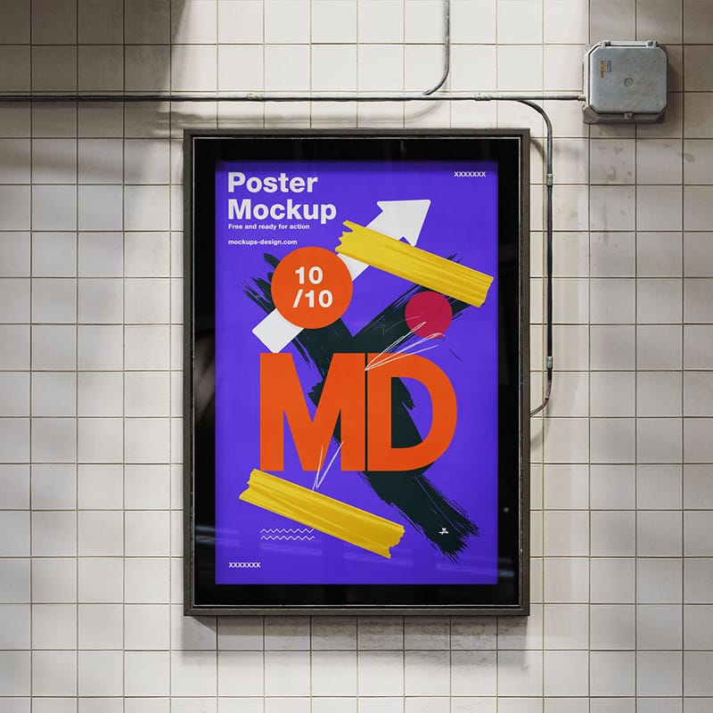 Framed Citylight Poster Mockup PSD
