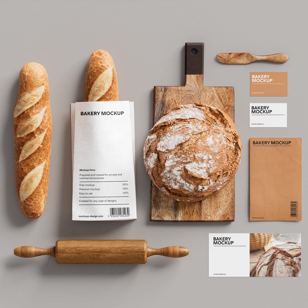 Free Bakery Branding Mockup PSD 