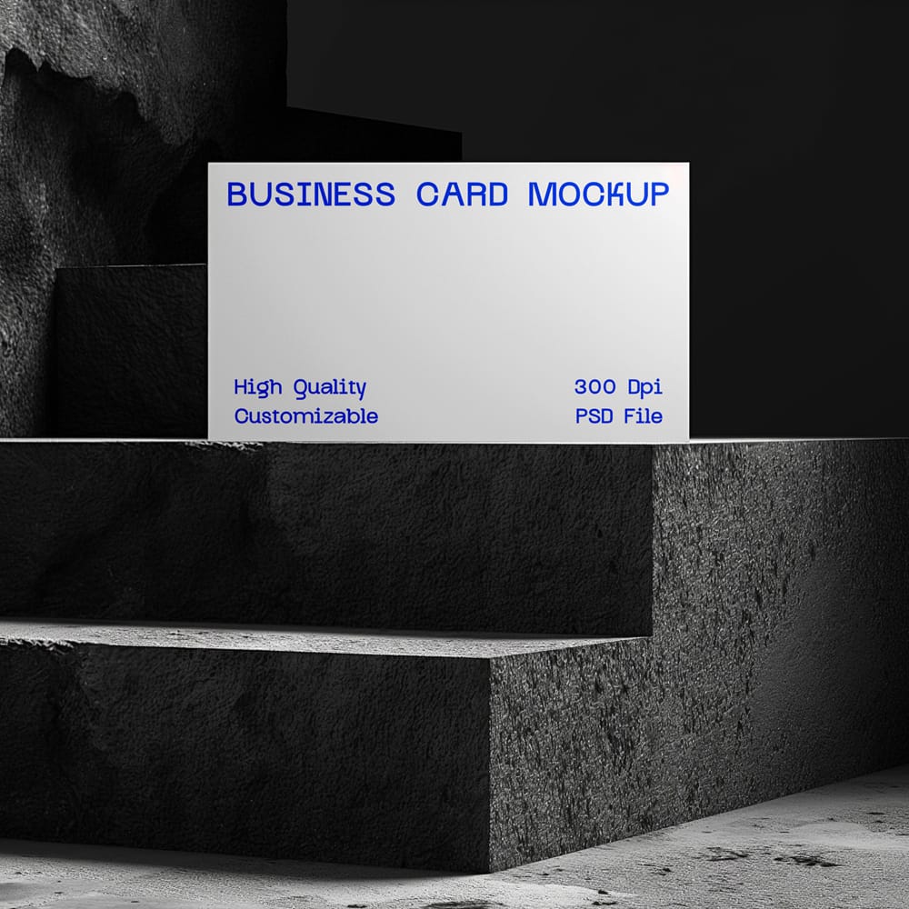 Free Business Card Mock-up on Stairs PSD