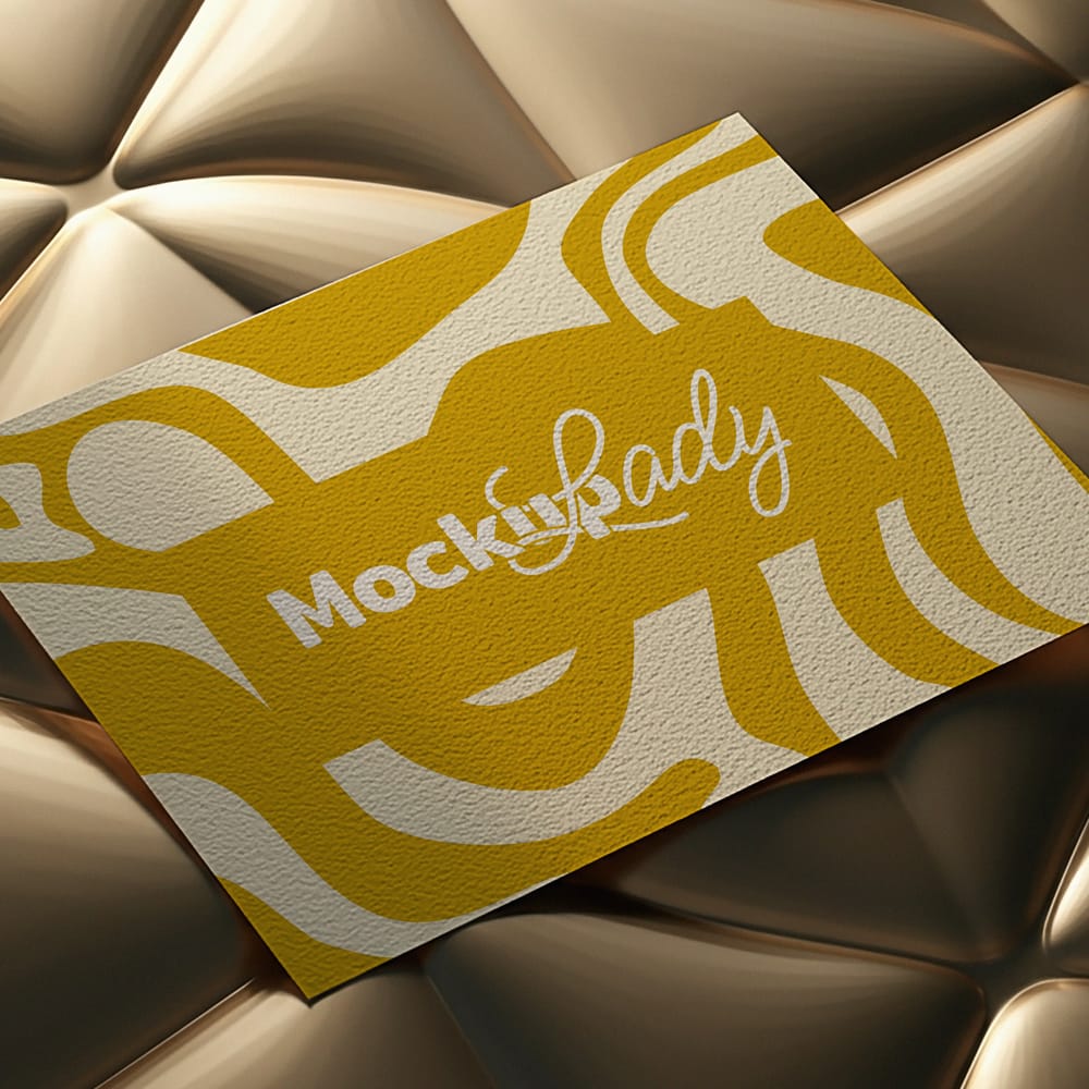 Free Business Card Mockup with Golden Background PSD