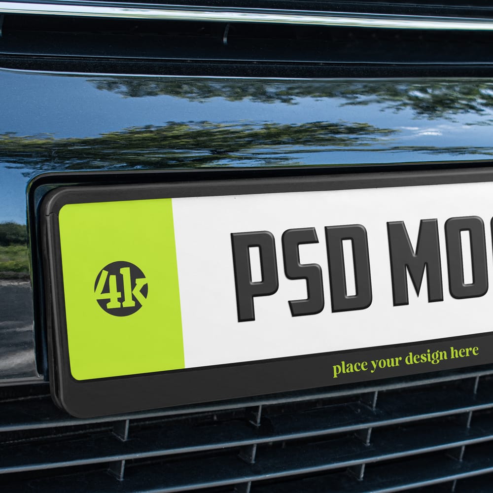 Free Car Name Plate Mockup Template PSD