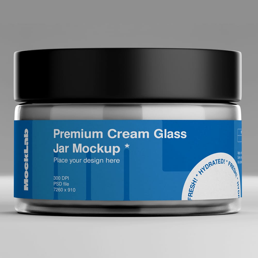 Free Cream Glass Jar Mockup PSD