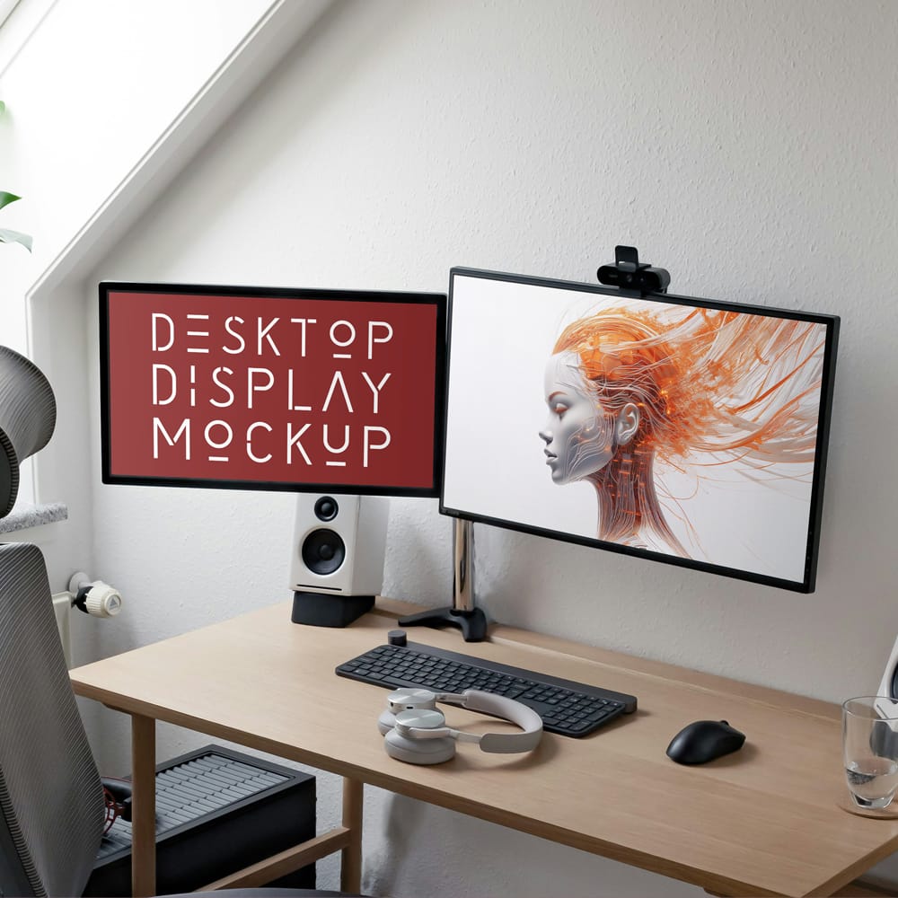 Free Desktop Display Mockups PSD