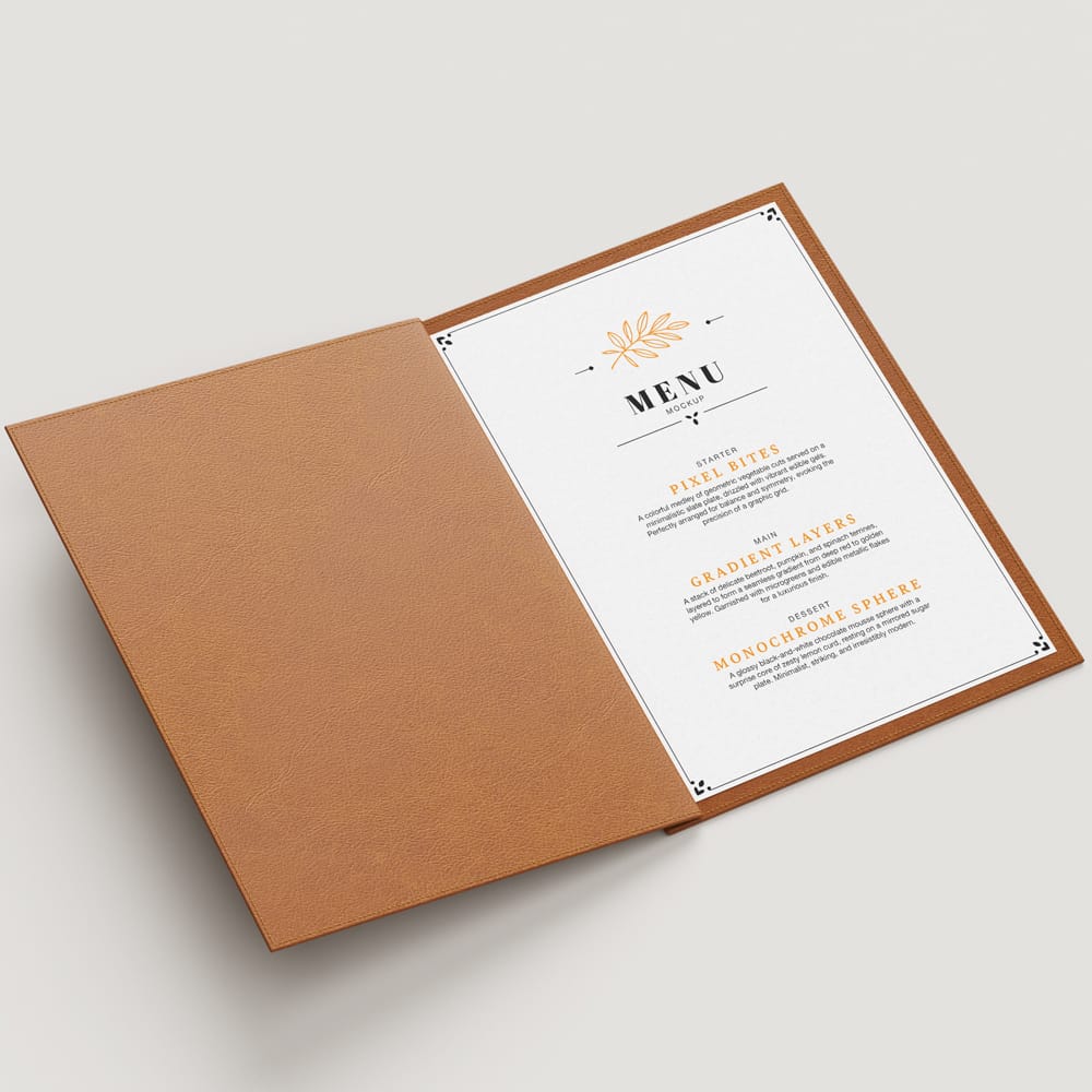 Free Elegant Leather Menu Mockup PSD